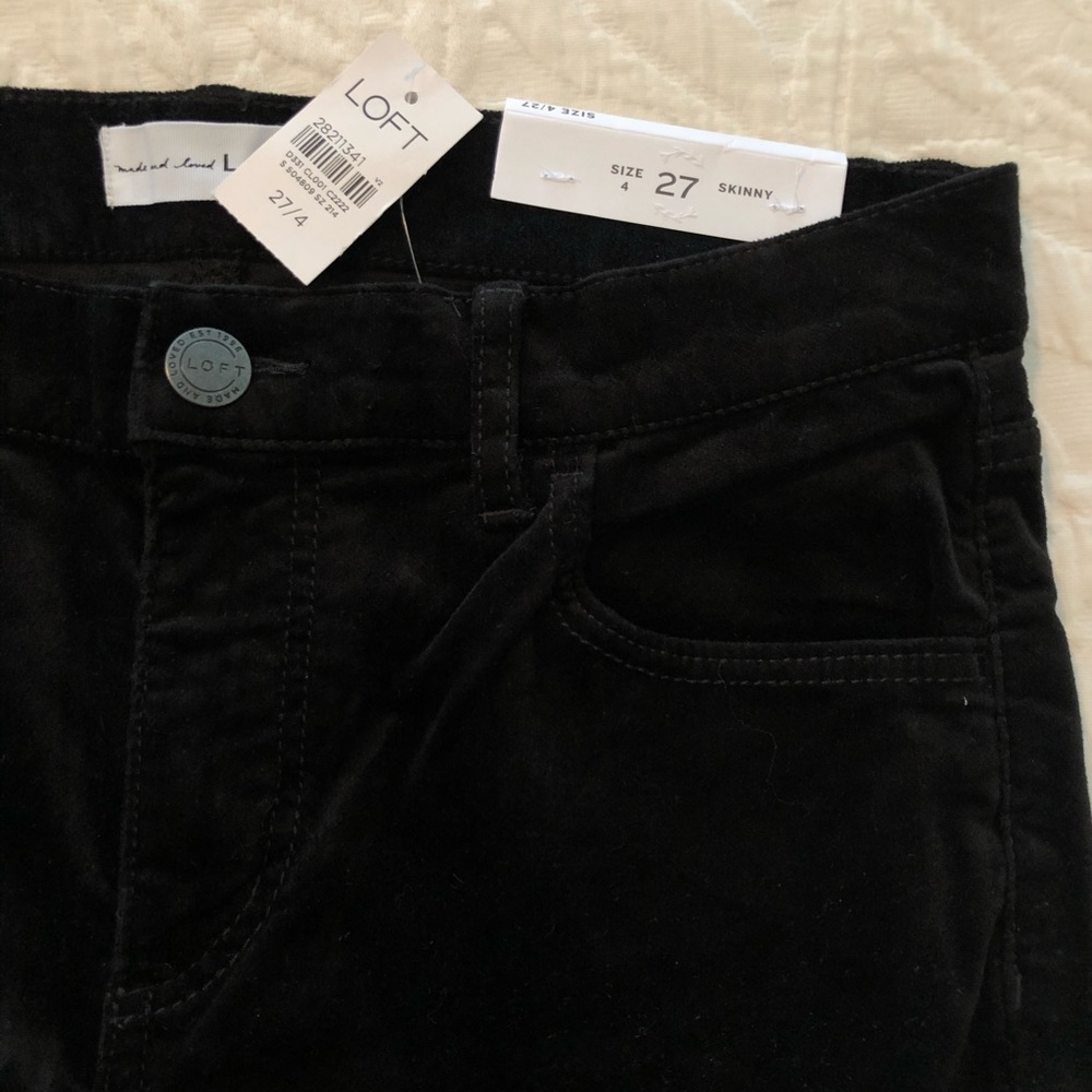 LOFT Velvet Skinny Jeans, Black NWT Women’s Size 27 - Picture 6 of 10